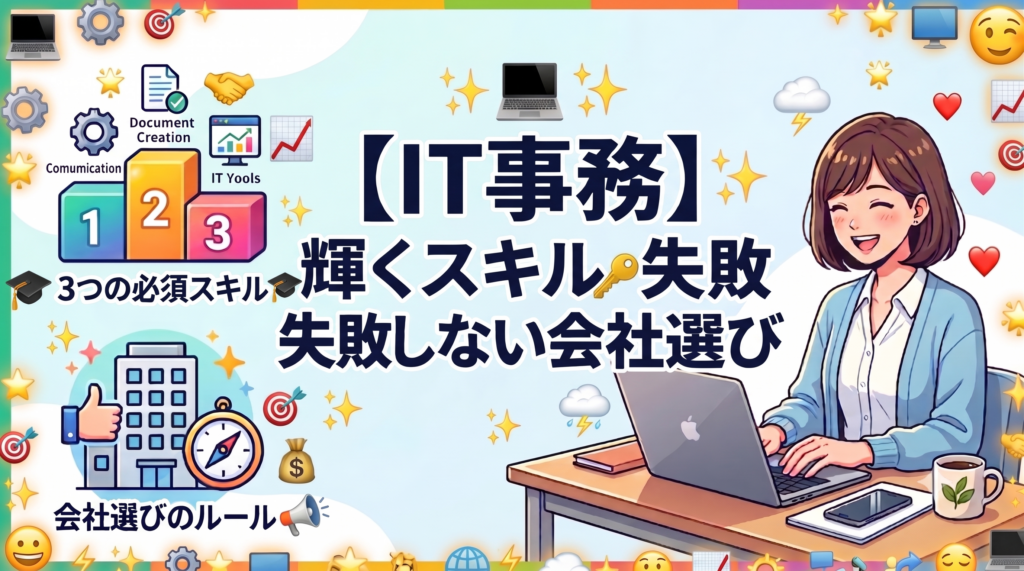 【完全版】未経験から「IT事務」で輝く！知っておくべき3つの必須スキルと、失敗しない会社選びの正解ルールマニュアル 💻✨
